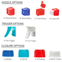 Pulvérisateur à gâchette tout plastique OEM 28/410 28/400 sans métal, résistant aux produits chimiques, avec sécurité enfant pour détergent ménager