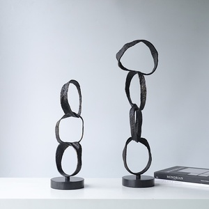 Modern Abstract Electroplated Metal Cast Iron Geometric <strong>Circle</strong> Ornament Black Tabletop Living Room TV <strong>Cabinet</strong> - Product Image 1