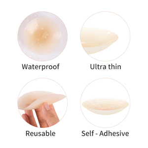 Couvre-mamelon adhésif réutilisable en silicone de couleur nude <span class=keywords><strong>sans</strong></span> colle pour gros seins - Product Image 4