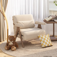 Multifunktionales Klappbares Schlafsofa 2-in-1 mit Massivholzrahmen Einzelner Relaxsessel für Kleine Räume