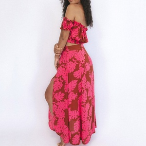 Robe à imprimé hawaïen personnalisée, robe bandeau décontractée, robe bohème en rayonne de luxe, ensemble deux pièces - Product Image 2