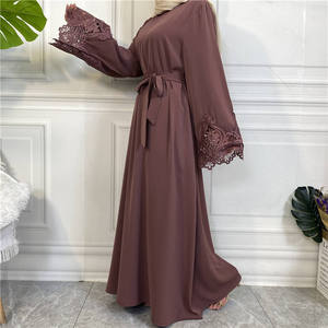 Muslim Women's Dubai Abaya Dress Lace Embroidered Bell Sleeve Open Front <strong>Kaftan</strong> <strong>Plus</strong> <strong>Size</strong> Abaya for Eid - Product Image 6