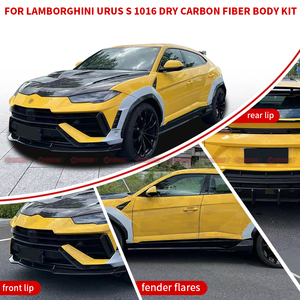 Kit de carrocería ancha estilo 1016 de fibra de carbono seca para Lamborghini URUS S: alerón delantero, alerón trasero, faldones laterales y capó - Product Image 4