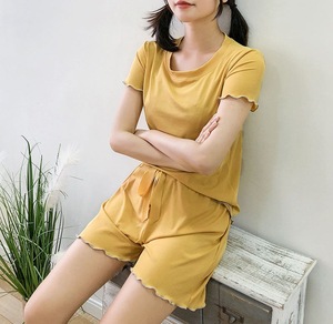 夏季睡衣两件套女士光滑冰丝夏季睡衣短袖女士舒适睡衣 - Product Image 4