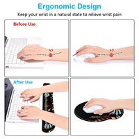Ensemble clavier et tapis de souris en gel motif fleur noire, repose-poignets ergonomique en mousse à mémoire de forme, couleur personnalisable, en stock