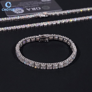 Pulsera de eslabones cubanos con moissanita talla Asscher brillante, chapada en rodio, de plata maciza 925, joyería Hiphop Iced Out - Product Image 4