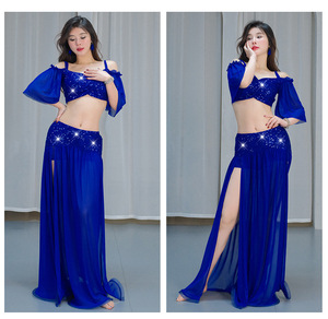 Nuovissimo Set di Costumi per Danza del Ventre Orientale di Alta Qualità con Paillettes Luccicanti per Esibizioni Baladi Folk Saidi - Product Image 5