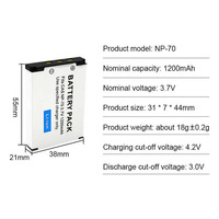 Batterie NP-70 1200mAh CNP70 pour appareil photo numérique Casio Exilim, certifiée CE, vente en gros, cellules 0 cycle, stock 3.8V-7.4V
