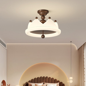 Vintage Cream Crown Ceiling <b>Light</b> <b>Led</b> Changeable Color <b>Surface</b> <b>Mounted</b> For Bedroom Study Children Room - Product Image 1