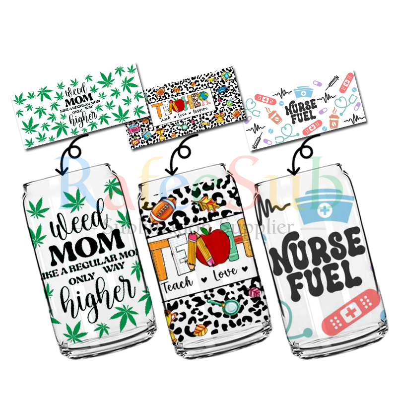 Готовый к отправке стеклянный пивной бокал объемом 16 унций новый дизайн переводная наклейка с изображением мамы коровы леопарда для учителей UV DTF