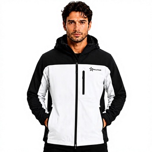 Veste softshell pour homme, imperméable, coupe-vent, randonnée en plein air, veste noire et blanche avec capuche, logo personnalisé, veste de travail d'hiver - Product Image 1
