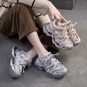 Chaussures en maille respirante de style nouveau avec détails scintillants, chaussures de basket tendance et accrocheuses avec talons plateforme, chaussures pour femmes - Product Image 5