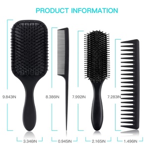 Outils de coiffure 4 pièces Ensemble de brosses et peignes de barbier en gros Brosse et peignes roses antistatiques en plastique carbone ABS - Product Image 4