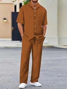Conjunto Casual de Verano para Hombre de Dos Piezas, <span class=keywords><strong>Camisa</strong></span> de Manga Corta <span class=keywords><strong>y</strong></span> Pantalones para Uso Diario - Product Image 4