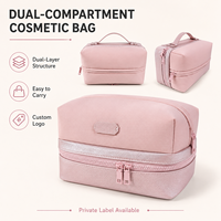 Nouveau Design Sac à Maquillage Double Couche PVC-Nylon Logo Personnalisé Multifonction Sac de Voyage Cosmétique avec Poignée