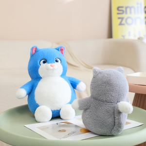 Neu eingetroffen: Plüschiges, dickes blaues Katzen-Stofftier – Heimdekoration, Kindergeburtstagsgeschenk, weiche graue, dicke sitzende Katzenpuppe - Product Image 4