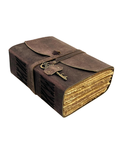 Diario de Cuero Hecho a Mano con Llave Antigua, Cuaderno Vintage con Páginas en Blanco para Escribir, Dibujar, Bocetar, Diario y Viajes - Product Image 4