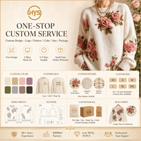 Pull en tricot épais pour femme avec broderie de rose florale 3D asymétrique, pull long d'hiver personnalisé
