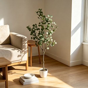 Wholesale Artificial Eucalyptus <b>Plant</b> in Speckled White <b>Pot</b> Faux Potted Greenery Leaves for Home Office Shelf Table Decor - Product Image 4