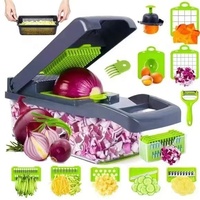 Aangepaste Logo 16-in-1 Handmatige Ui- & Groentesnijder Multifunctionele Fruit- & Groentehakker Gemaakt van PP Plastic