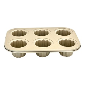 Non-Stick 6-Cavity Canele Mold Gold Rectangle Baking Pan For Home Use - Product Image 1