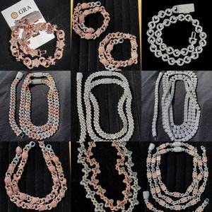 Vendita calda <span class=keywords><strong>925</strong></span> in <span class=keywords><strong>argento</strong></span> Sterling VVS Moissanite diamante ghiacciato fuori cubano catena a maglie Moissanite braccialetto cubano <span class=keywords><strong>collana</strong></span> per gli uomini - Product Image 4