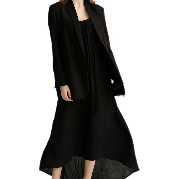 High Quality Hot Sale Women's Loose Coat Jacket Lined Black Women's Loose Suit for Office Women