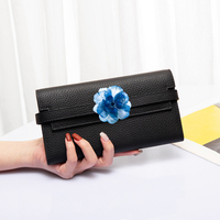Pochette longue de luxe en cuir pleine fleur pour femme ; Sac de soirée, portefeuille long, personnalisation en gros directe usine