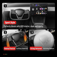 Volant de course officiel en cuir Nappa véritable, style sport, 3 branches, pièces de rechange automobiles pour Tesla Model Y Model 3