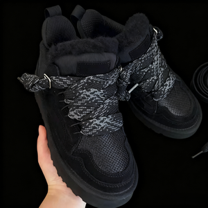 חובבי החורף האירופי חם פרווה צמר פרווה עור אמיתי רירית ללא החלקה החלקה תחרה-up u * gs נעלי שלג מגפי עיצוב נשם - Product Image 3