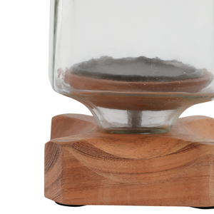 Wood And <b>Glass</b> Candle Holder Hurricane Contemporary Pillar <b>Candlestick</b> For Dining Table Centerpieces - Product Image 5