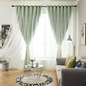 Derniers modèles de rideaux, 5 couleurs, double couche, découpes en forme d'étoiles, décoration de salon, rideaux occultants pour chambre de filles - Product Image 6