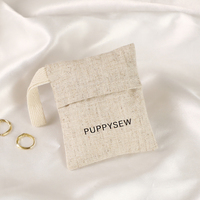 PUPPYSEW Sac Coton Toile Personnalisé avec Logo, Pochette à Cordon pour Bijoux, Sac d'Emballage Cadeau