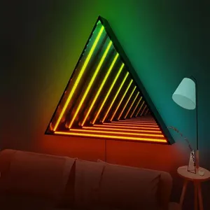 Espelho 3D para salão de beleza, espelho de barbeiro grande com led, espelho infinito com magia mágica para salão de beleza e bar KTV