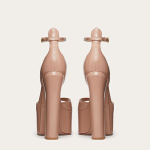 Sandales sur mesure - Plateforme à bout ouvert, talons hauts épais, chaussures sexy couleur nude pour femmes - Product Image 6