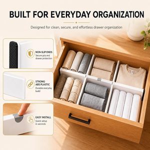 Expandable Storage <b>Plastic</b> <b>Drawer</b> Organizer <b>Set</b> Adjustable <b>Drawer</b> Divider Organizer for Clothes - Product Image 5