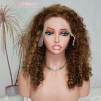 Peluca de Cabello Humano Vietnamita Rizado Pixie con Reflejos, Densidad 250%, Frontal Transparente HD 13x4, Pre-Plucked P4/30, SDD