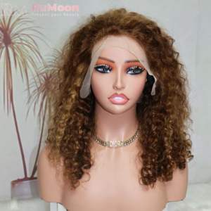 SDD предварительно выщипанный P4/30 прозрачный для фронтальной части 13x4 300% плотность Выделите Pixe вьющиеся Женские вьетнамские человеческие волосы парик - Product Image 2