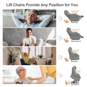 <span class=keywords><strong>Fauteuil</strong></span> inclinable électrique avec fonction de levage assisté, 8 points de massage, chauffant, gris, pour personnes âgées - Product Image 2