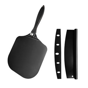 Espátula para <span class=keywords><strong>Pizza</strong></span> de 12 Pulgadas, Cortador de <span class=keywords><strong>Pizza</strong></span> Tipo Rock, Paleta para <span class=keywords><strong>Pizza</strong></span> de Aluminio Anodizado Negro con Mango Plegable y Extraíble - Product Image 1