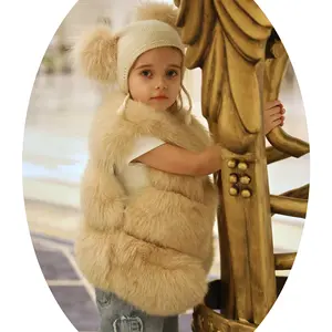 Janefur Bán Buôn Thiết Kế Cổ Điển Màu Sắc Tự Nhiên Trẻ Em Fox Fur Vest Mùa Xuân Mùa Đông Bất Fox Fur Gilet