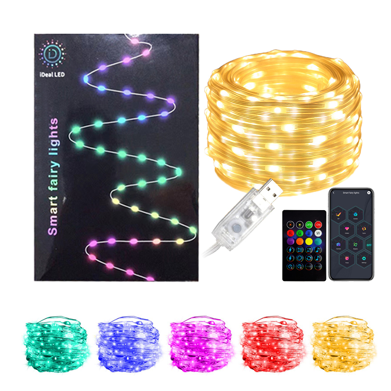 App Control Music Outdoor fairy light string USB Powered Waterproof Christmas decor Lamp LED String Smart Fairy Light