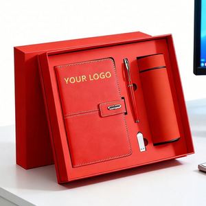 Caja de Regalo Empresarial de Lujo Personalizable, Set de Regalo con Cuaderno A5 de Cuero PU, Bolígrafo, Taza Térmica y USB - Product Image 1