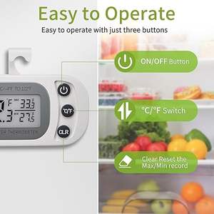 Thermomètre numérique pour réfrigérateur, thermomètre étanche pour réfrigérateur avec grand écran LCD, support et dos magnétique - Product Image 6