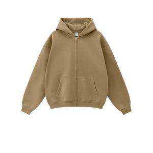 TKAN511D Sweat à capuche surdimensionné pour homme en coton 100% de luxe personnalisé, poids lourd, style streetwear français, 450 g/m², fermeture éclair et poche décontractée - Product Image 2