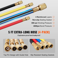 Kit de manomètres de climatisation 4 voies avec flexibles de 1,5 m pour la recharge et l'évacuation de fréons R134A/R22/R12/R410A pour voitures