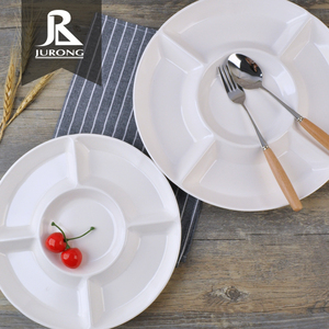Plastic food melamine divided 5 compartment divide quadrate serving platter tray for appetizer dessert
