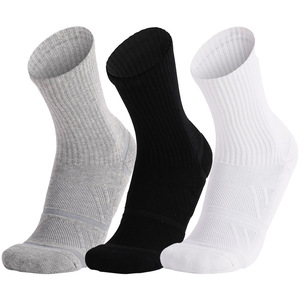 Bianco con calzini neri con fondo personalizzato con Logo sportivo in cotone Unisex bianco donna cuscino uomo basket equipaggio calzini - Product Image 5