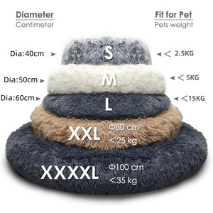 Canapé-lit rond de style moderne de couleur personnalisée pour animaux de compagnie lit pour chien en peluche beignet avec motif solide en fausse fourrure amovible et lavable - Product Image 1