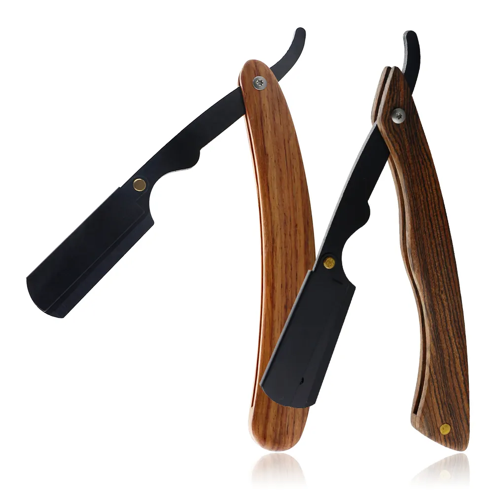 Wholesale sharp Barber folding shaving razor wooden handle safety razor stainless steel straight razor